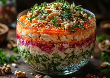 Салат «Красный бархат»: готовлю не торт, а невероятно вкусное блюдо с крабом