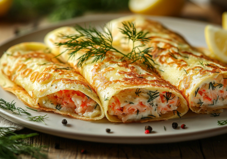 Сырные блинчики с крабовыми палочками — чумовая закуска за копейки. Все гости хвалили, и домашние просят ее постоянно