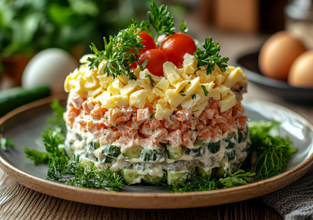 Салат «Копеечный» со шпротами и плавленым сырком: просто, дешево, а вкус — настоящий отвал башки