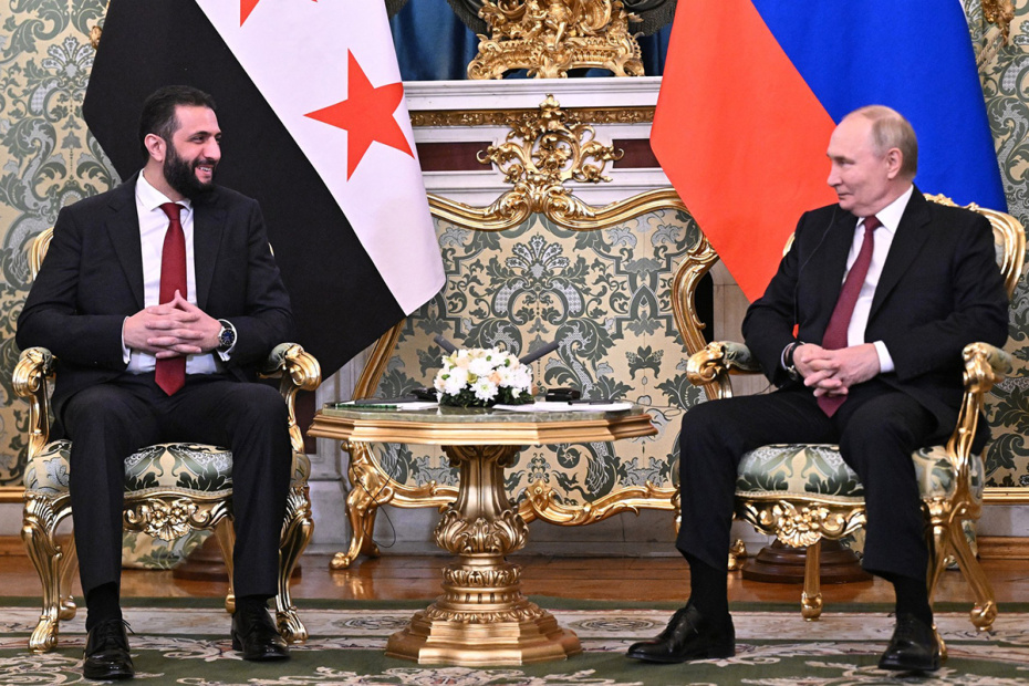 Владимир Путин и Ахмед аш-Шараа во время переговоров в Кремле