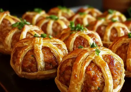 Немного фарша и пачка готового теста. Закуска с мясным фаршем «Клубочки ниток» — очень вкусно и необычно