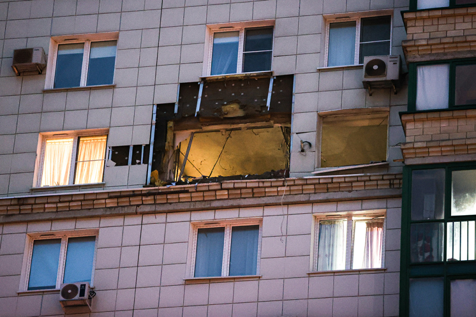 Московская область. Красногорск. Квартира, поврежденная в результате атаки БПЛА на жилой дом