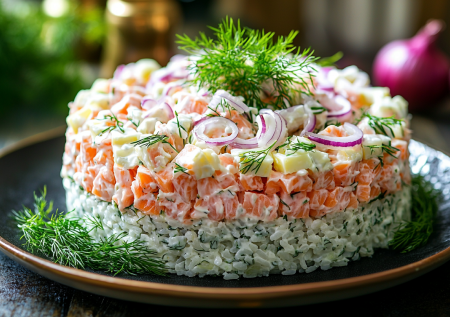 Остатки риса больше не выкидываю, готовлю салат «Жемчужина» с баночкой консервов