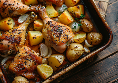 Накормим всю семью! Куриные ножки с картошкой в духовке: сытно и просто!