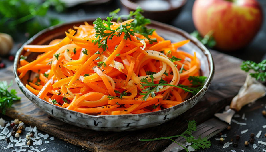 Осенний салат из тыквы с яблоком и морковью