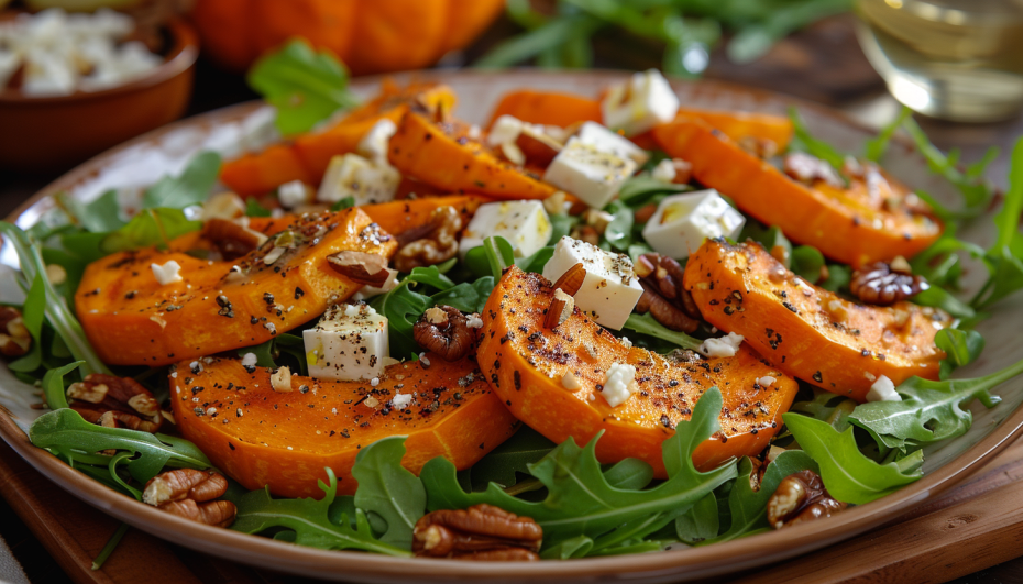 Салат из тыквы с руколой и фетой