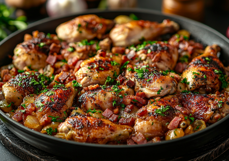 Беру сковородку побольше и готовлю курочку в собственном соку: аромат стоит на весь подъезд