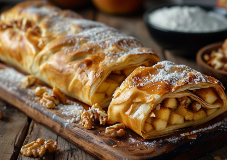 Нежный яблочный штрудель из тонкого лаваша за 15 минут