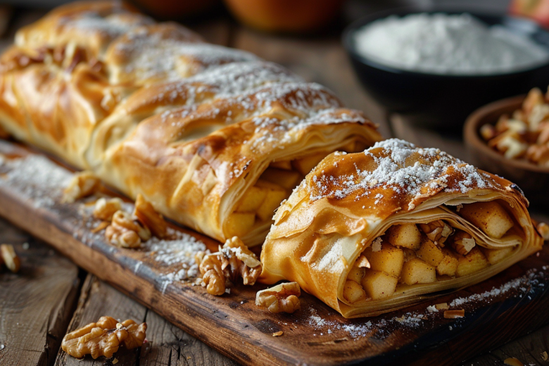Нежный яблочный штрудель из тонкого лаваша