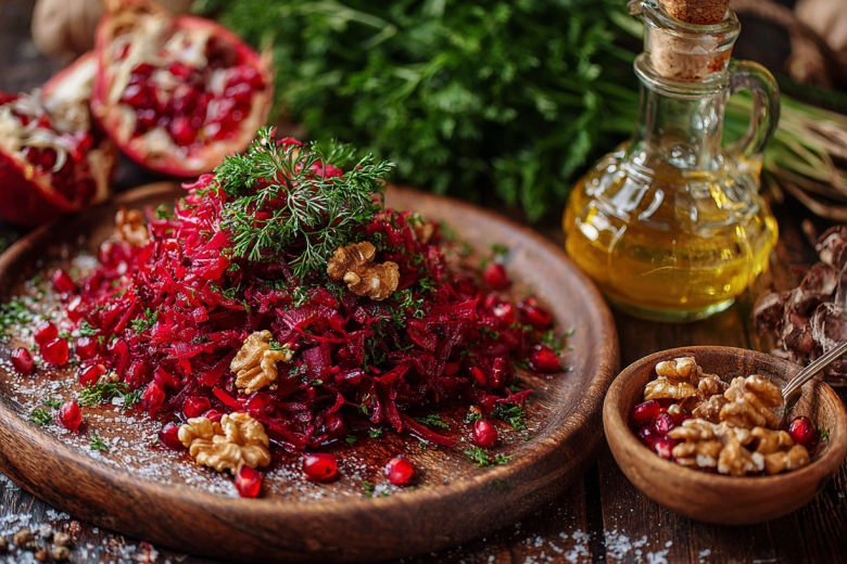 Готовим салат со свеклой, гранатом и орехами