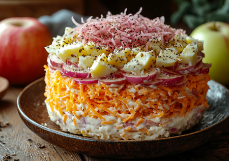 Тру яблоко и еще пару продуктов — и выходит вкуснейший салат «Яблоневый сад» без мяса и колбасы