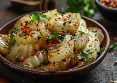 Острая маринованная капуста с лаймом и кориандром