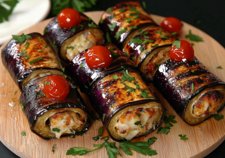 Праздничные рулетики из баклажанов: готовим шедевр за 30 минут