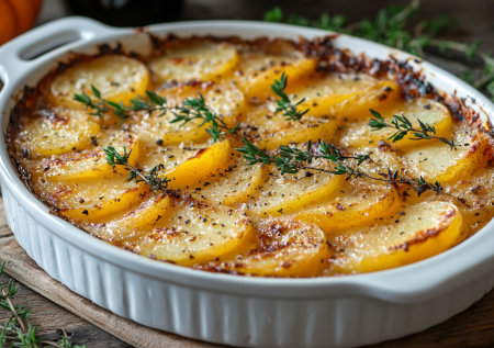 Картофель по-французски. Беру картошку, тыкву и немного сливок — простой и вкусный ужин за 20 минут