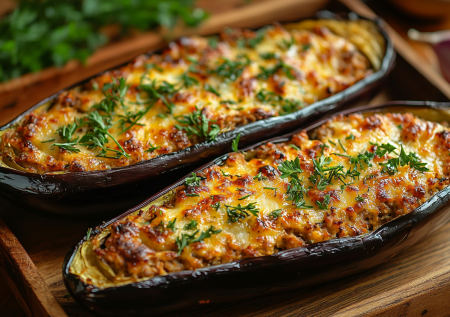 Рецепт сочных запеченных баклажанов с фаршем и сыром — просто и вкусно