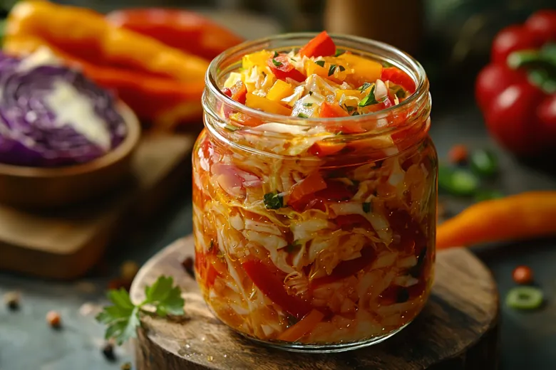 Маринованная капуста с болгарским перцем