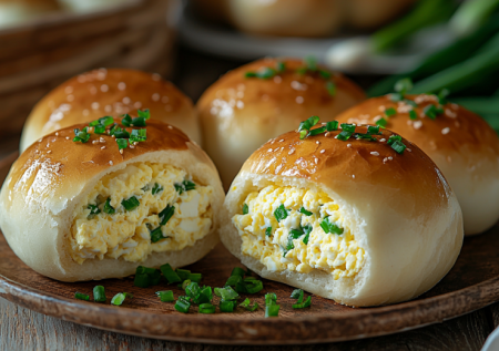 Пышки с яйцом и луком — вкусные хрустящие булочки! Идеально к супу и просто так