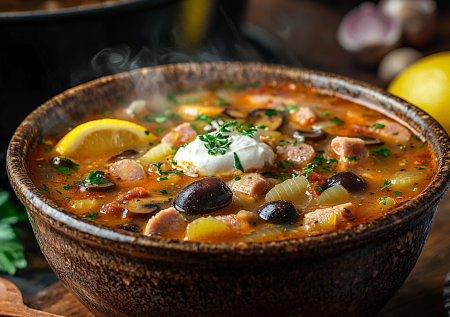 Такой супчик особо хорош осенью: готовим грибную солянку с копченостями без заморочек сразу в одной кастрюле