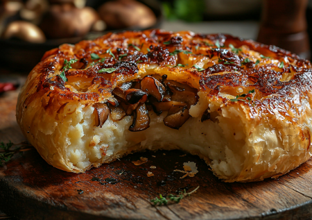 Когда мясо надоело: беляши на сковороде с лисичками и картошкой