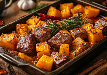Говядина по-осеннему с тыквой: шикарный рецепт на 1 противне, все готовится само — нужно только смешать с панировкой