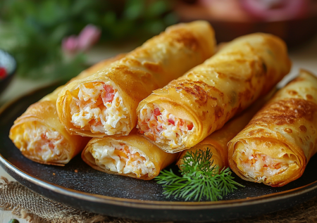 Круче омлета: оригинальный завтрак из обычных продуктов — яичные рулетики с крабовыми палочками