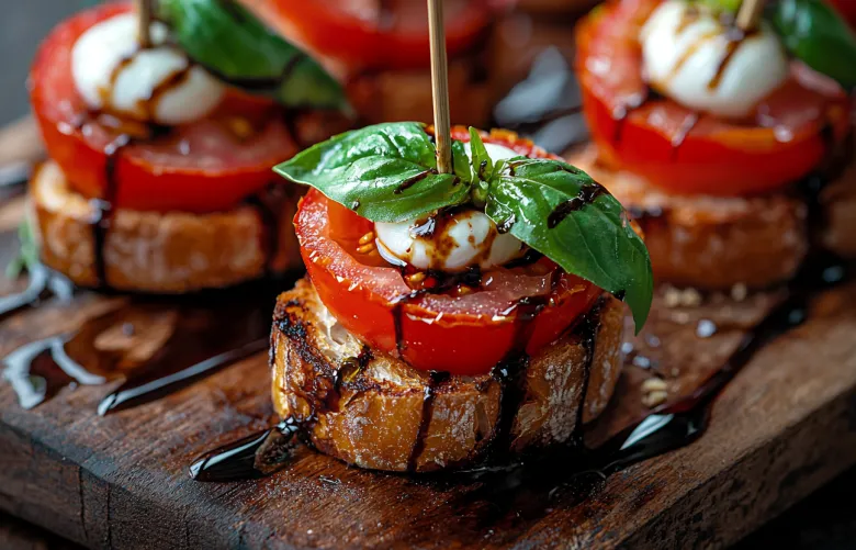 Закуска с моцареллой и помидорами