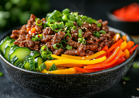 Согревающий салат «Дыхание дракона» — самое то для холодной осени: азиатский микс с говядиной