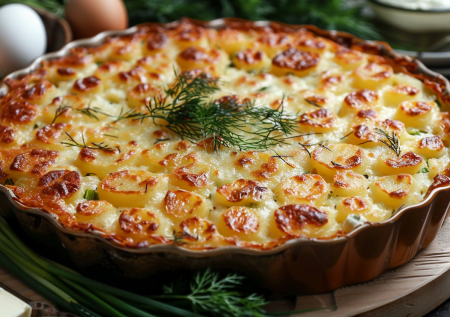 Картошку больше не жарю. Готовлю деревенский картофельный пирог — нужны картошка, брынза и яйца