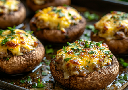 Полкило грибов и горстка фарша: готовлю сочную закуску — всего 30 минут и уже едим