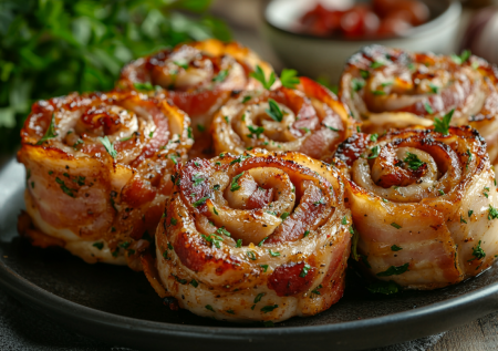 Вместо шашлыка к ужину: рулетики из грудки с беконом — готовить не сложно, получается вкусно