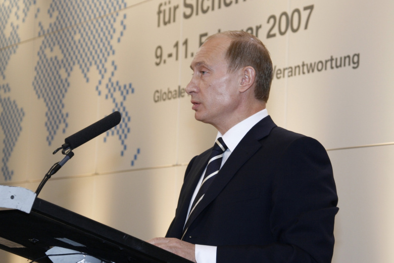 Президент России Владимир Путин на ежегодной международной конференции по безопасности, 2007 год