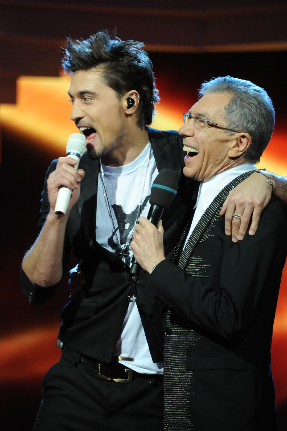 Юрий Николаев и Дима Билан на съемках программы «Достояние республики»