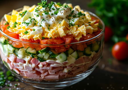 Идеальный салат на Новый год — простой и вкусный: точно займет место на столе наравне с оливье и шубой