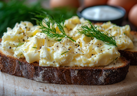 Завтрак за 7 минут. Обалденная намазка на поджаренный хлеб — нужны яйца, плавленый сыр и сметана