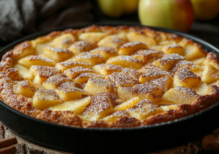 Яблочный пирог в сковороде: готовится быстро — идея на завтрак и на перекус