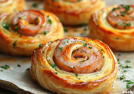 Ленивый завтрак. Нужны сосиски и готовое тесто. Розочки-улитки в слоеном тесте — очень вкусно и просто