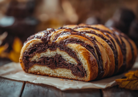 Такую сдобную плетенку называют «бабка»: воздушная косичка с шоколадной пастой