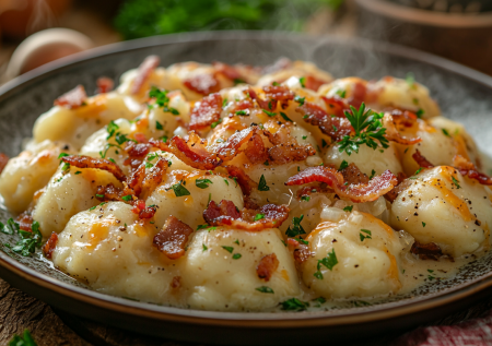 Картофельные лентяйки с зажаркой из бекона: рецепт ленивых вареников — готовим шедевр из простых продуктов