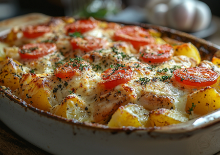 Сытный дуэт на ужин: запеченная курица с картошкой в праздничном варианте