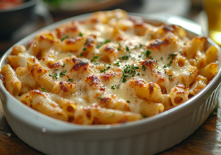 Смешиваю сухие макароны с курицей и запекаю ужин со сметанной корочкой: элементарный рецепт