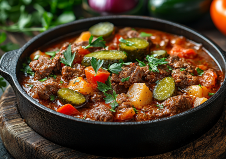 Маринованные огурцы вместо томатной пасты: секрет необычного гуляша с кислинкой — рецепт мяса по-самарски