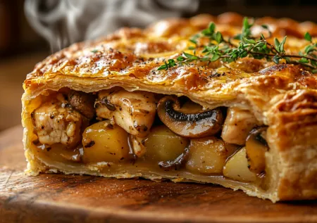 Пирог с курицей, картофелем и грибами. Готовлю за час — объедение!