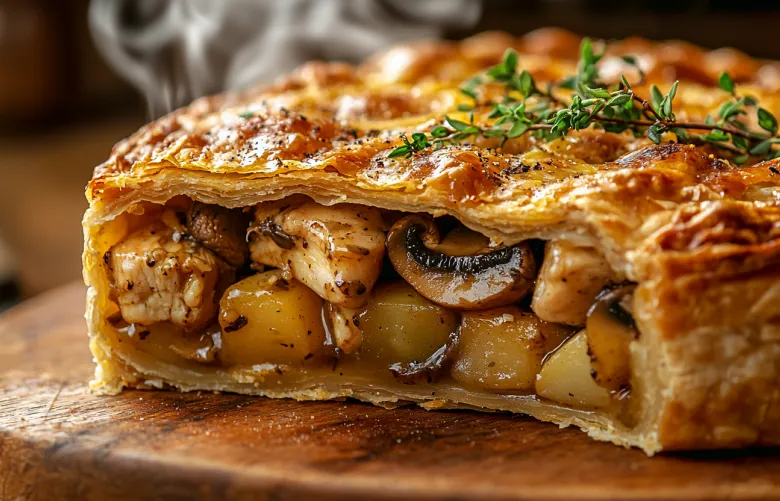 Пирог с курицей, картофелем и грибами: простой рецепт