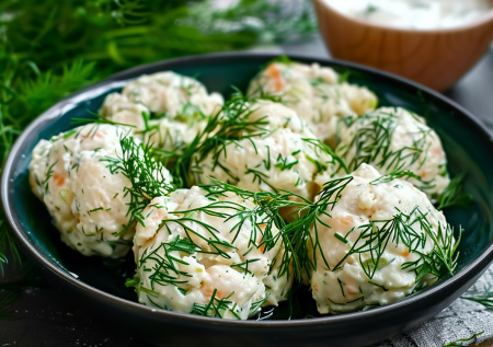 «Новогодние шарики»: готовим простой салат с рыбой на праздник