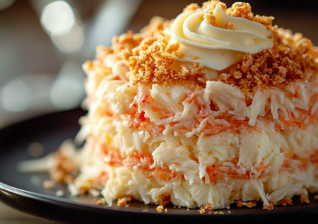 Прощай, оливье, здравствуй, «Крабовая слойка»! Легкий салат из 4 продуктов