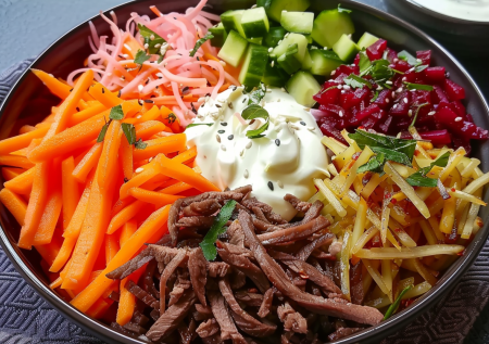 Готовлю на Новый год и по будням татарский салат. Первым исчезает со стола!