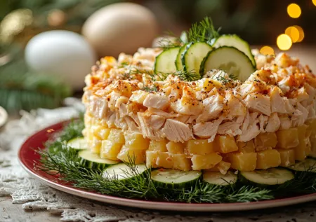 Гости наелись и счастливы! Новогодний картофельный салат с курицей