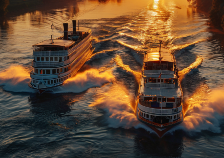 Два теплохода «не поделили» реку и столкнулись