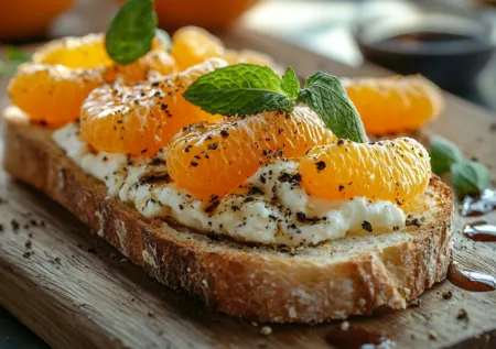 Необычная закуска с мандаринами на скорую руку! Вкусная брускетта