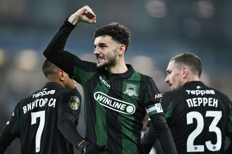 Эдуард Сперцян («Краснодар») радуется в матче 15-го тура Российской премьер-лиги (РПЛ)